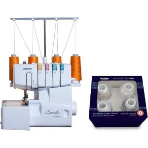 imageBrother Serger 1034D HeavyDuty Metal Frame Overlock Machine 1300 Stitches Per Minute Removeable Trim Trap 3 Included Accessory Feet White1034D  Thread Pack