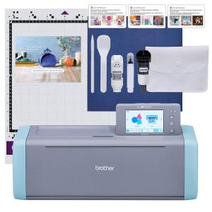 imageBrother ScanNCut SDX125E Electronic DIY Cutting Machine with Scanner Make Custom Stickers Vinyl Wall Art Greeting Cards and More with 682 Included PatternsTitaniumAquaTitaniumAqua