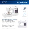 imageBrother SE700 Sewing and Embroidery Machine Wireless LAN Connected 135 Builtin Designs 103 Builtin Stitches Computerized 4 x 4 Hoop Area 37 Touchscreen Display 8 Included Feet WhiteSE700
