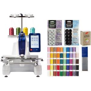 imageBrother Persona PRS100 Single Needle Embroidery Machine with 4Spool Thread Stand and Free Arm EmbroideryPRS100  Designio 50ct Thread